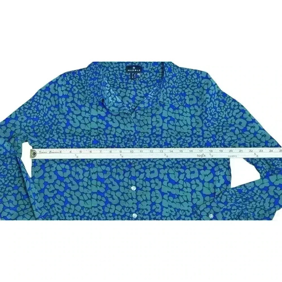 MARBLE Blue And Green Button Down Blouse Size Small - Picture 10 of 11